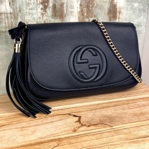 GUCCI SOHO BLACK CALFSKIN CROSSBODY BAG
